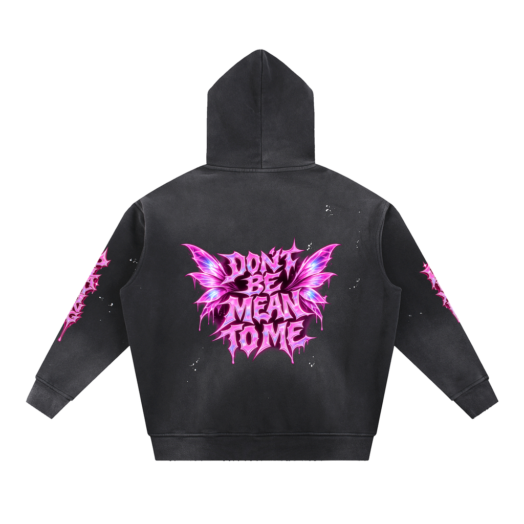 Vintage Washed Frayed Fleece Hoodie