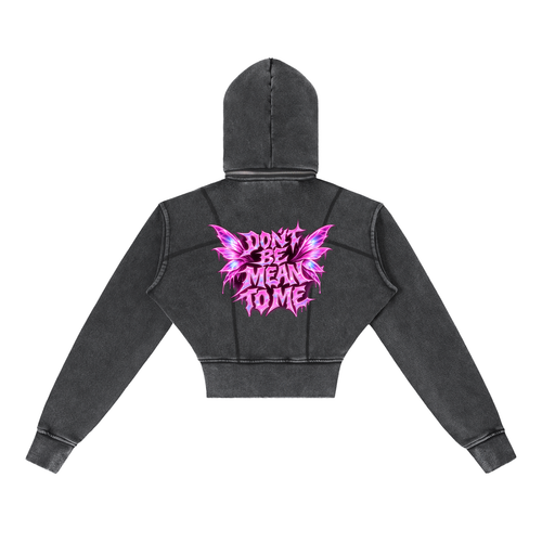 Vintage Washed Cropped Fleece Hoodie