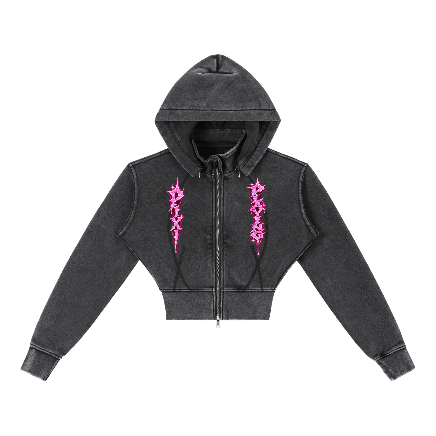 Vintage Washed Cropped Fleece Hoodie